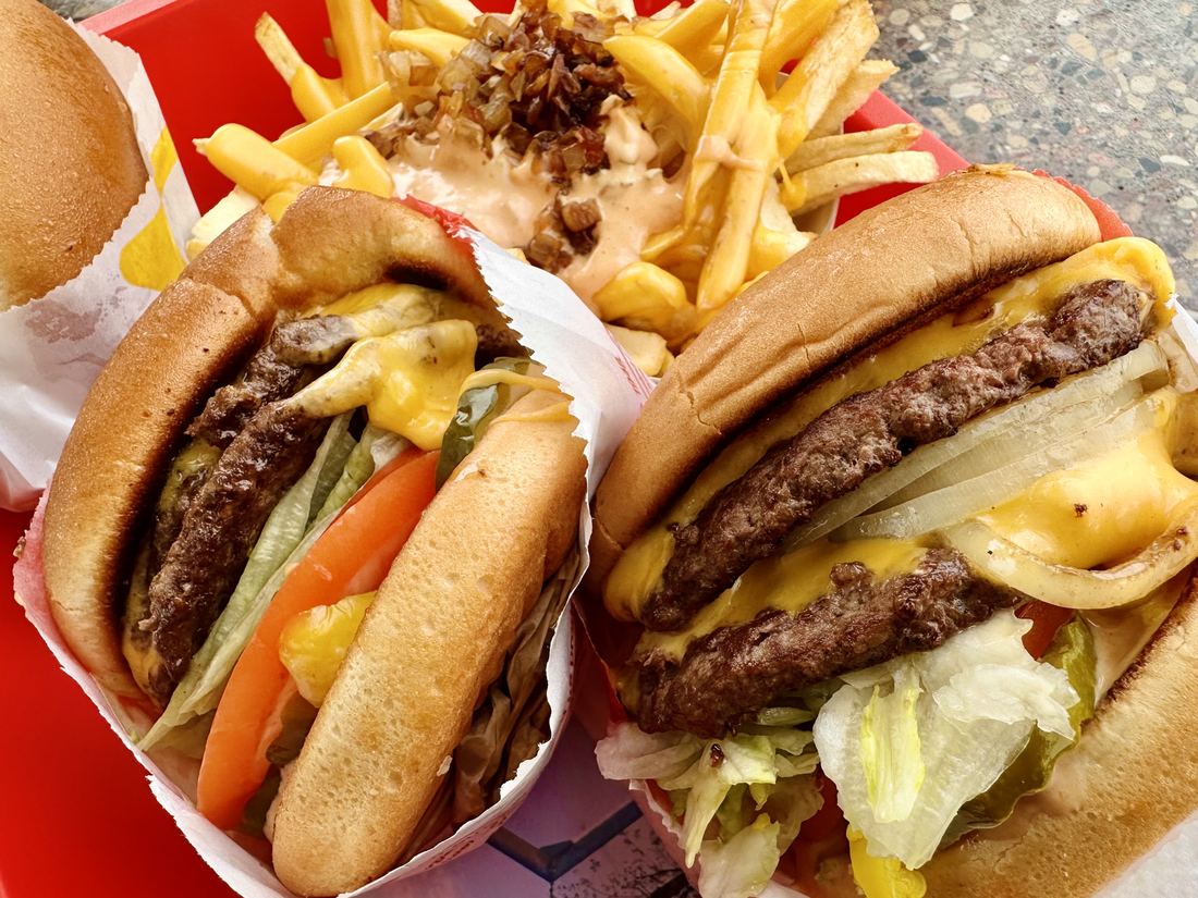 A Double-Double burger with Animal Style fries